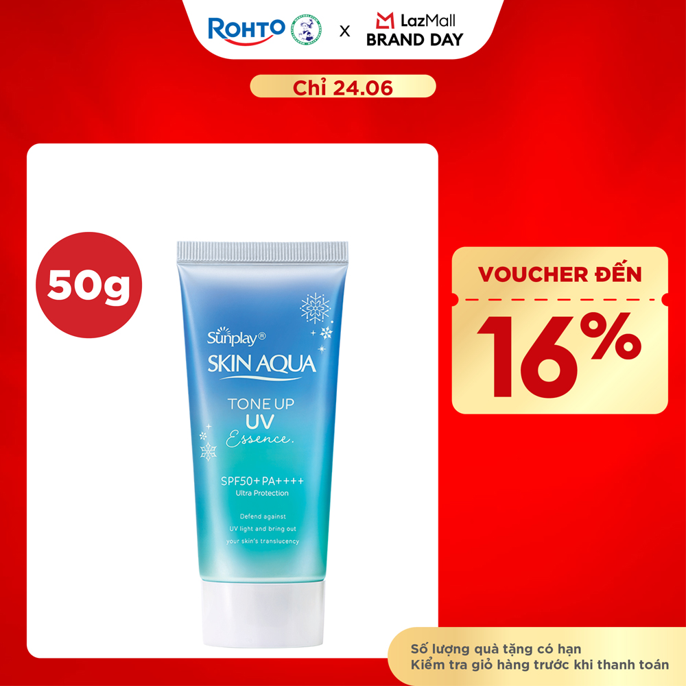 Kem chống nắng nâng tông Skin Aqua Tone up Blue cho da vàng có khuyết điểm đỏ, dạng tinh chất Sunplay Skin Aqua Tone Up UV Essence Blue SPF 50+ PA++++ 50g