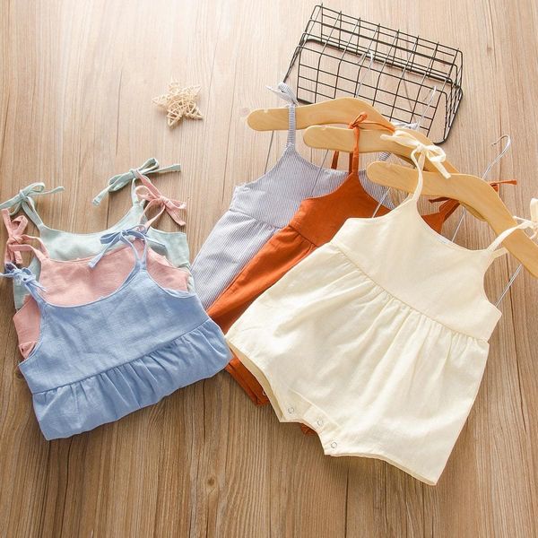 Body 2 Dây Bé Gái, Jum, Cho Bé Gái, Màu[XANH LÁ, XANH DƯƠNG, HỒNG, CAM, TRẮNG] Vải Thô Đũi QC, Size 5-16kg