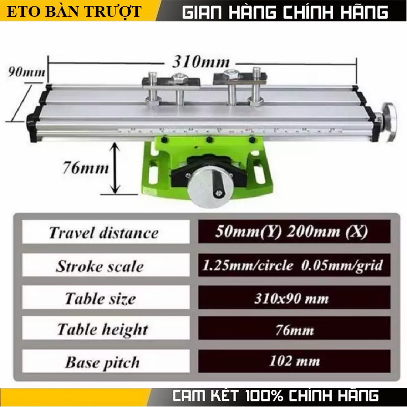Bàn trượt 2 chiều lắp khoan bàn MiniQ giúp ta chuyển động tịnh tiến vật cần gia công theo cả chiều ngang dọc