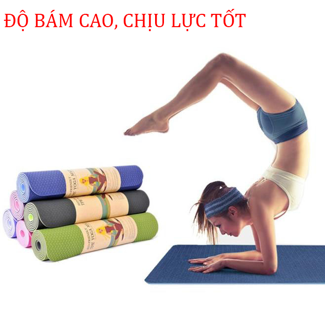 Thảm tập gym và yoga TPE 2 lớp đủ màu, thảm tập yoga tpe 2 lớp 6mm cao cấp, chất liệu an toàn khi tiếp xúc với da, tham yoga, tham tap yoga, tham tap gym, tham tap yoga 2 lop