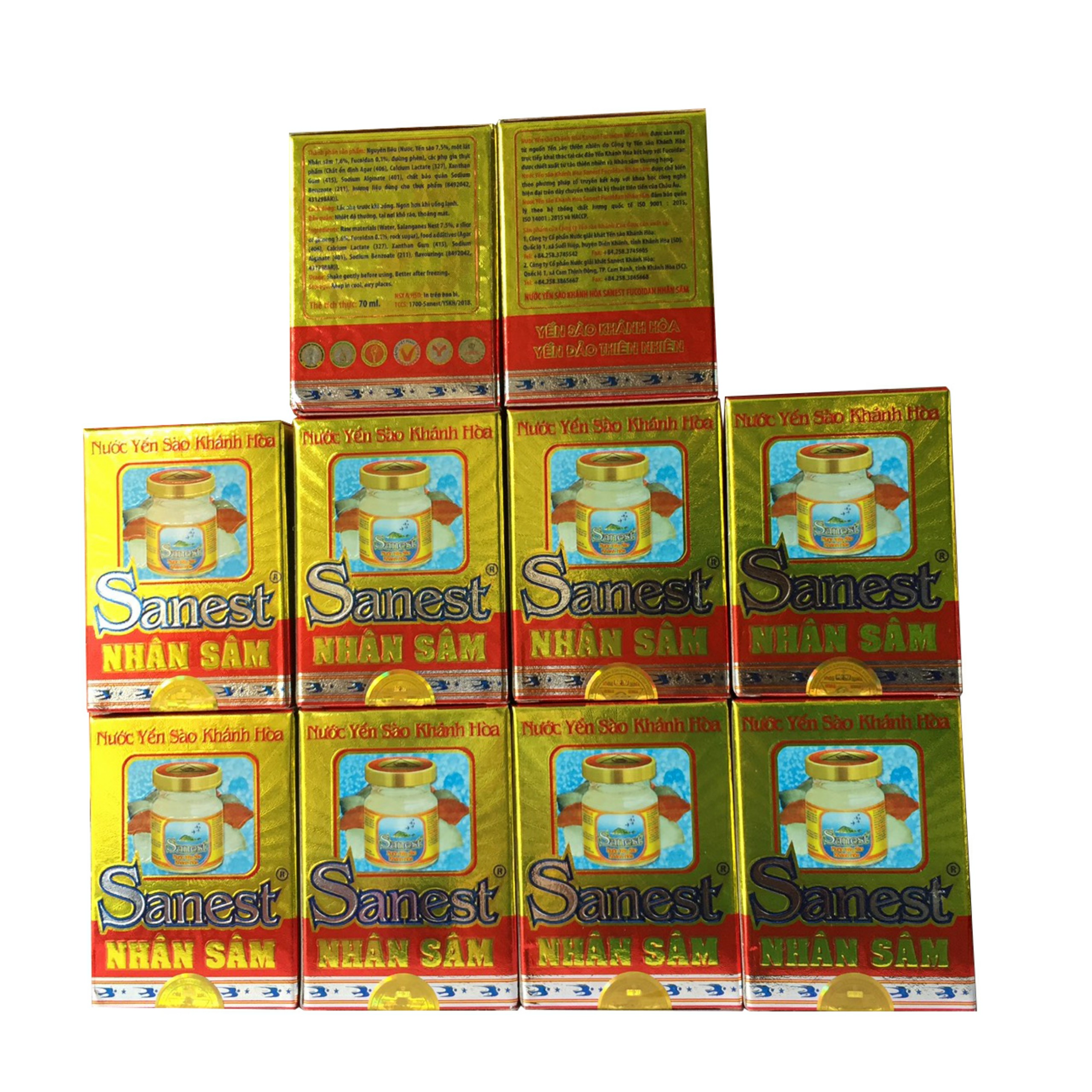 Combo 10 Hũ Yến Sanest Nhân Sâm 70ml, giúp tăng cường sức khỏe, yến sào khánh hòa, yến sâm, sâm yến thái an