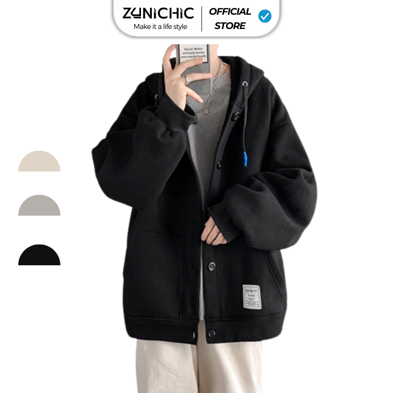Áo khoác nỉ bông nam, nữ basic unisex nỉ from rộng màu xám hdn 905