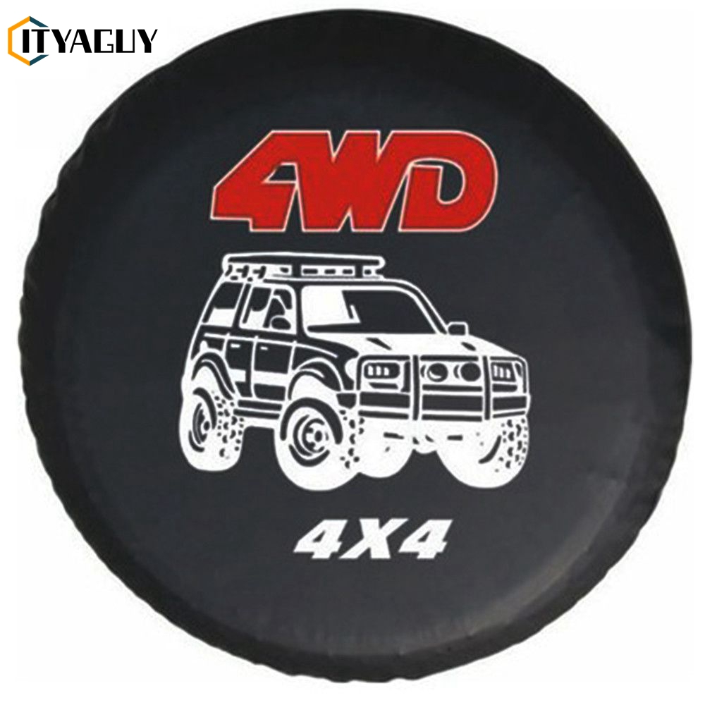 Túi Bọc Lốp Bánh Xe Dự Phòng Bằng Da PVC 4WD 4X4 Túi Bảo Vệ Lốp Xe Hơi 14 Inch Cho Jeep Hummer 14 "15" 16 "17" Inch