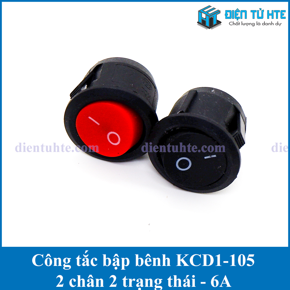 Công tắc bập bênh tròn kcd1-105 2 chân 6a - bộ 3 cái