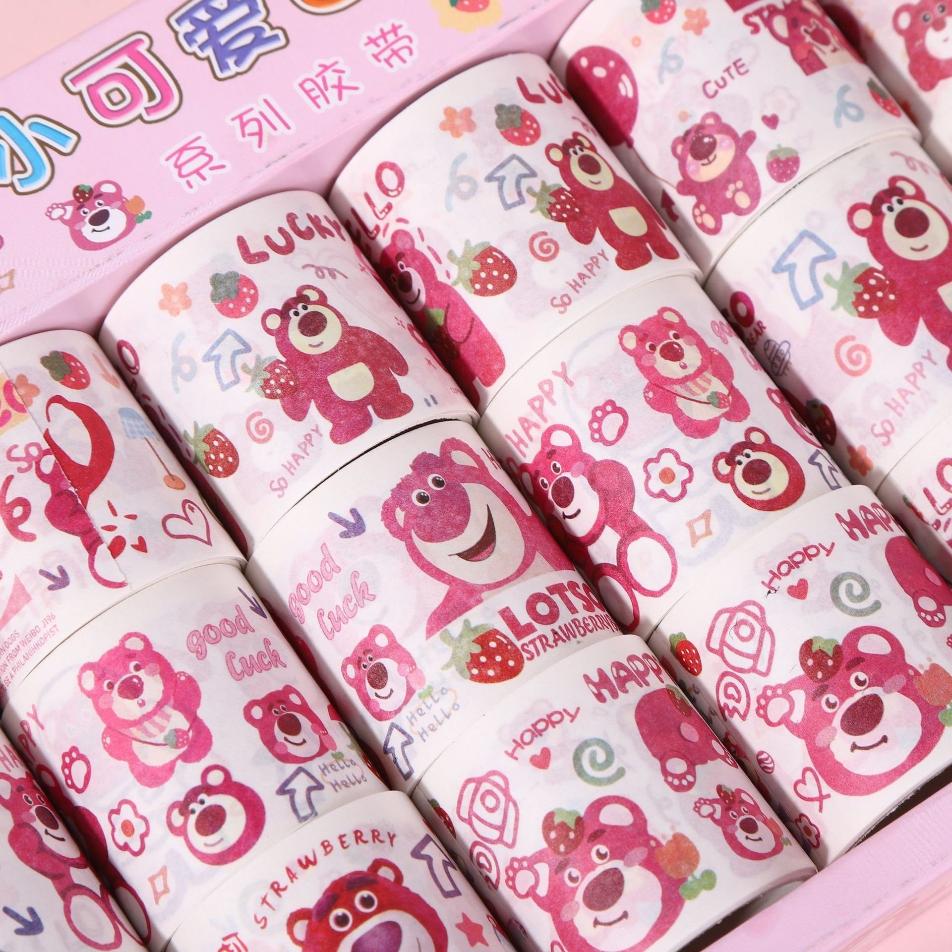 1 cuộn ngẫu nhiên - sticker washi gấu dâu lotso bear dạng cuộn trang trí sổ tay, bullet journal