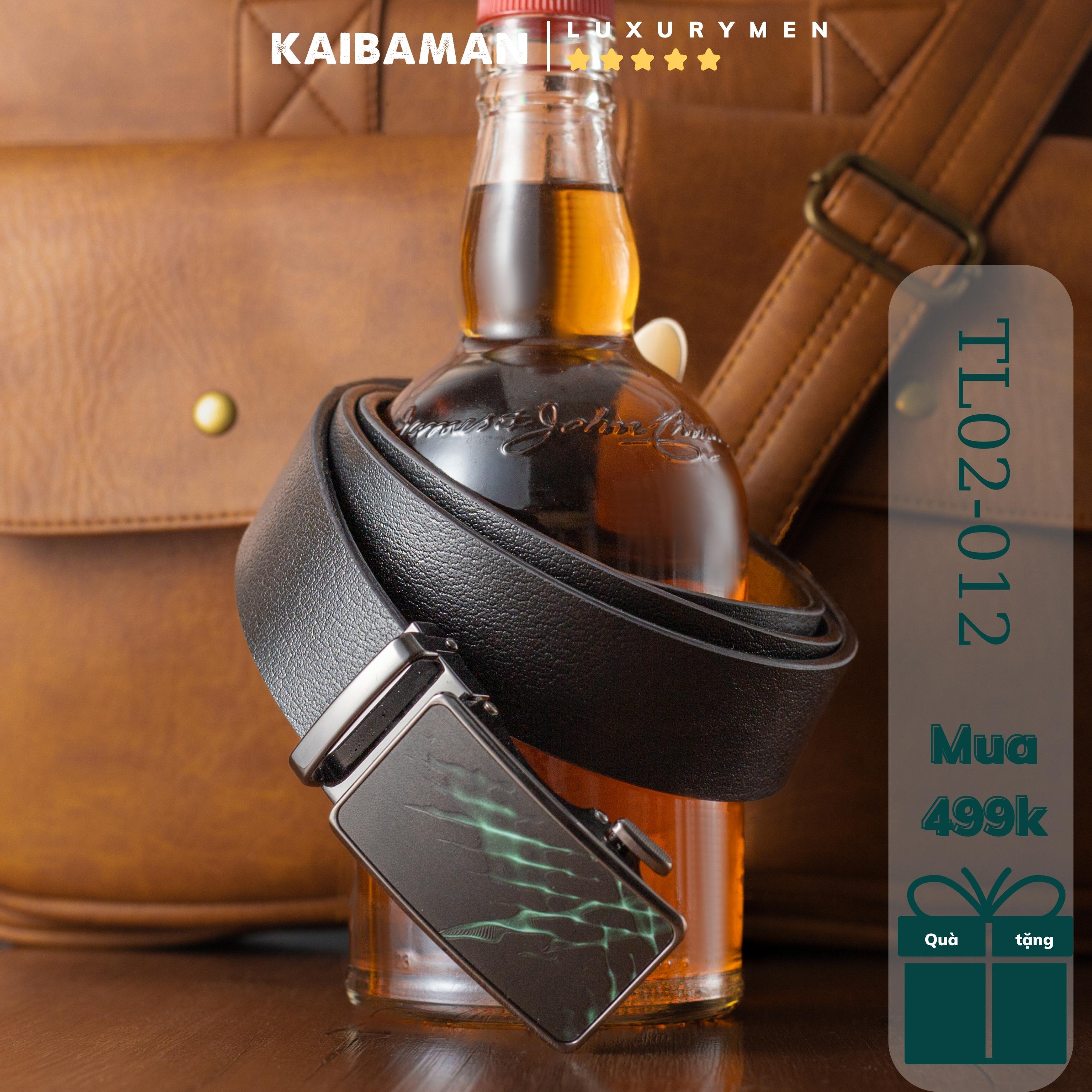 Thắt lưng nam da bò khóa tăng công sở kaibaman dây trơn lịch lãm - kaibaman shop.
