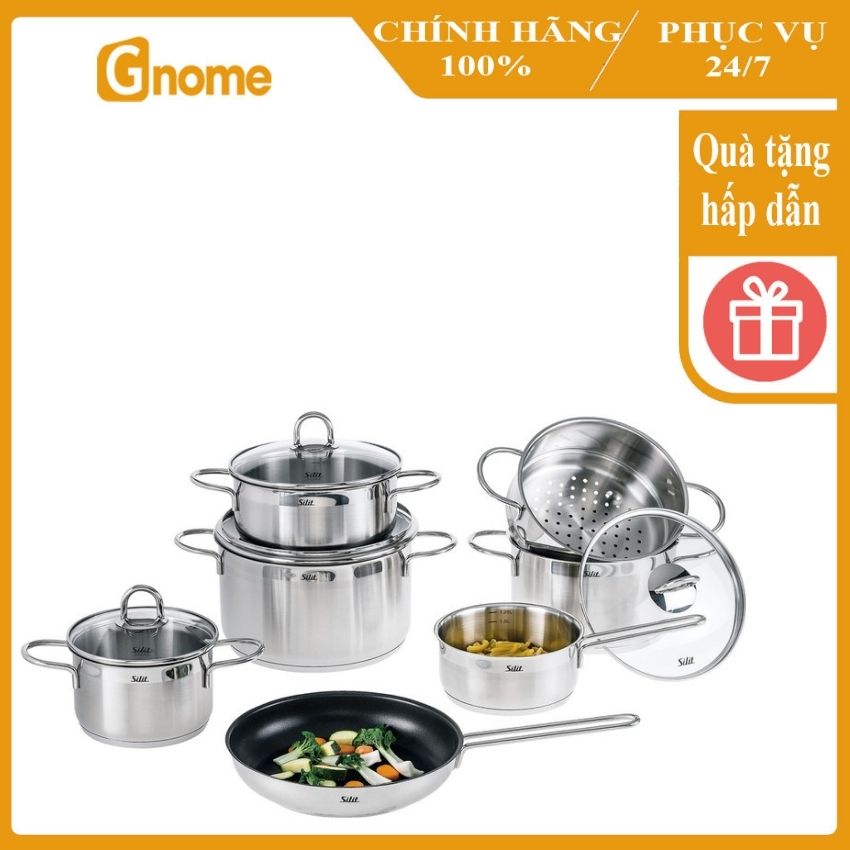 [Trả góp 0%] Bộ nồi Silit Diamant 7 món chất liệu thép không gỉ cao cấp thân thiện với môi trường thiết kế sang trọng tinh tế khả năng thu nhiệt nhanh tỏa nhiệt đều tiết kiệm nhiên liệu [HÀNG ĐỨC]