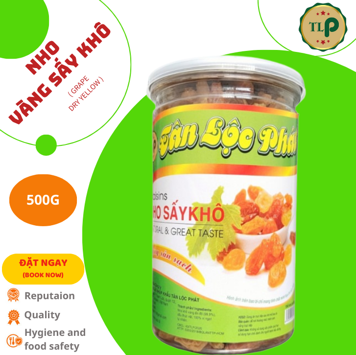 Nho vàng sấy khô tân lộc phát - hũ 500g