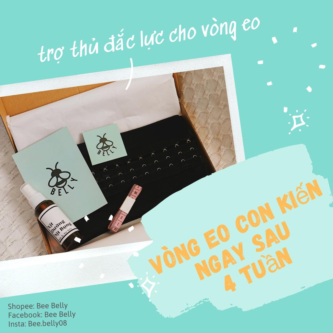 Gen nịt bụng bee belly thiết kế cao cấp - chính hãng - 4 xương nịt