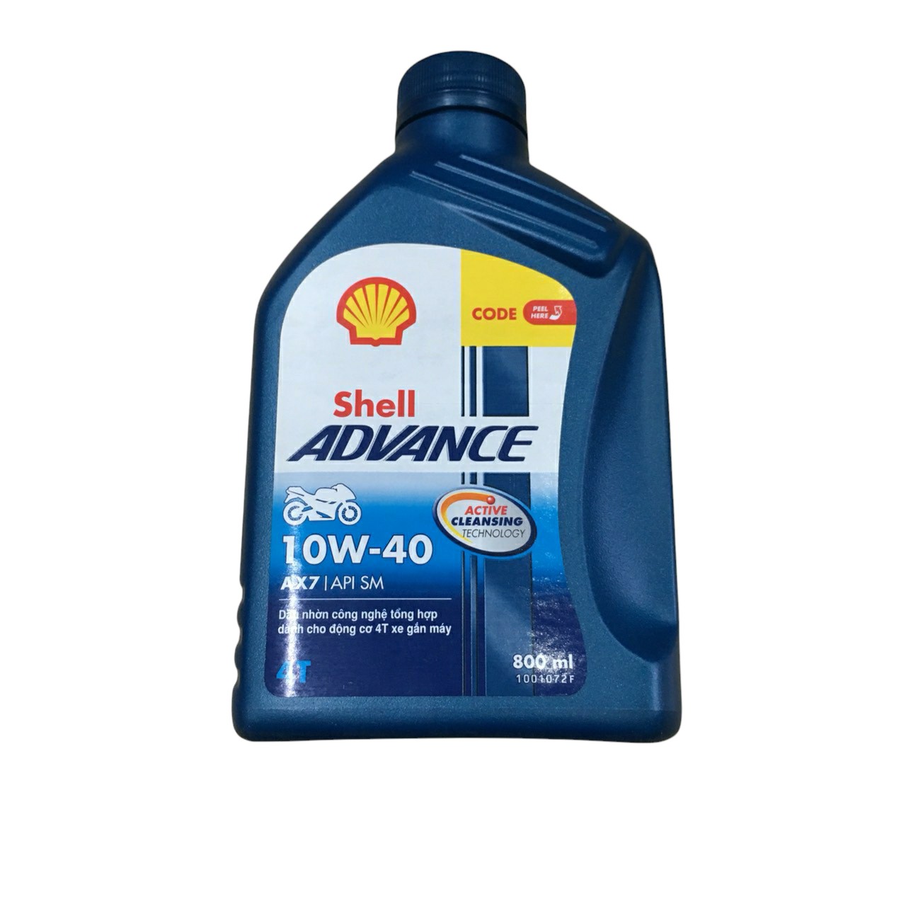 NHỚT SHELL ADVANCE AX7 10W40 Synthetic Based 0,8L  (Nhớt xe số)
