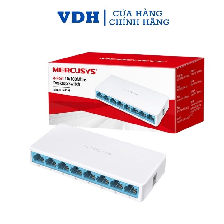 Bộ chia mạng lan tín hiệu 8 cổng switch 8 port 10/100mbps mercusys ms108 bảo hành 24 tháng, switch chia mạng- vdh store