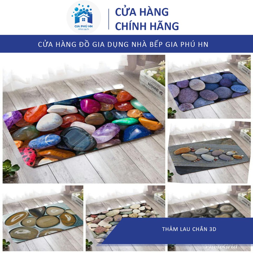 Thảm chùi chân 3d, thảm lau chân 40x60cm hàng dày dặn khâu viền