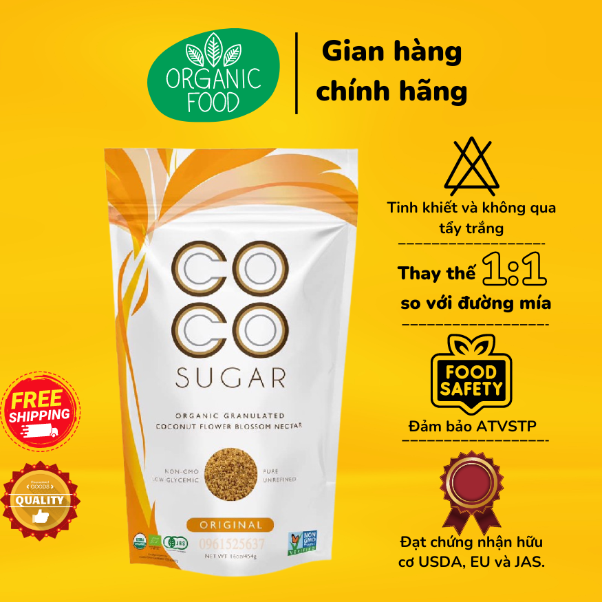 Đường Mật Hoa Dừa Hữu Cơ Coco Sugar túi 454g