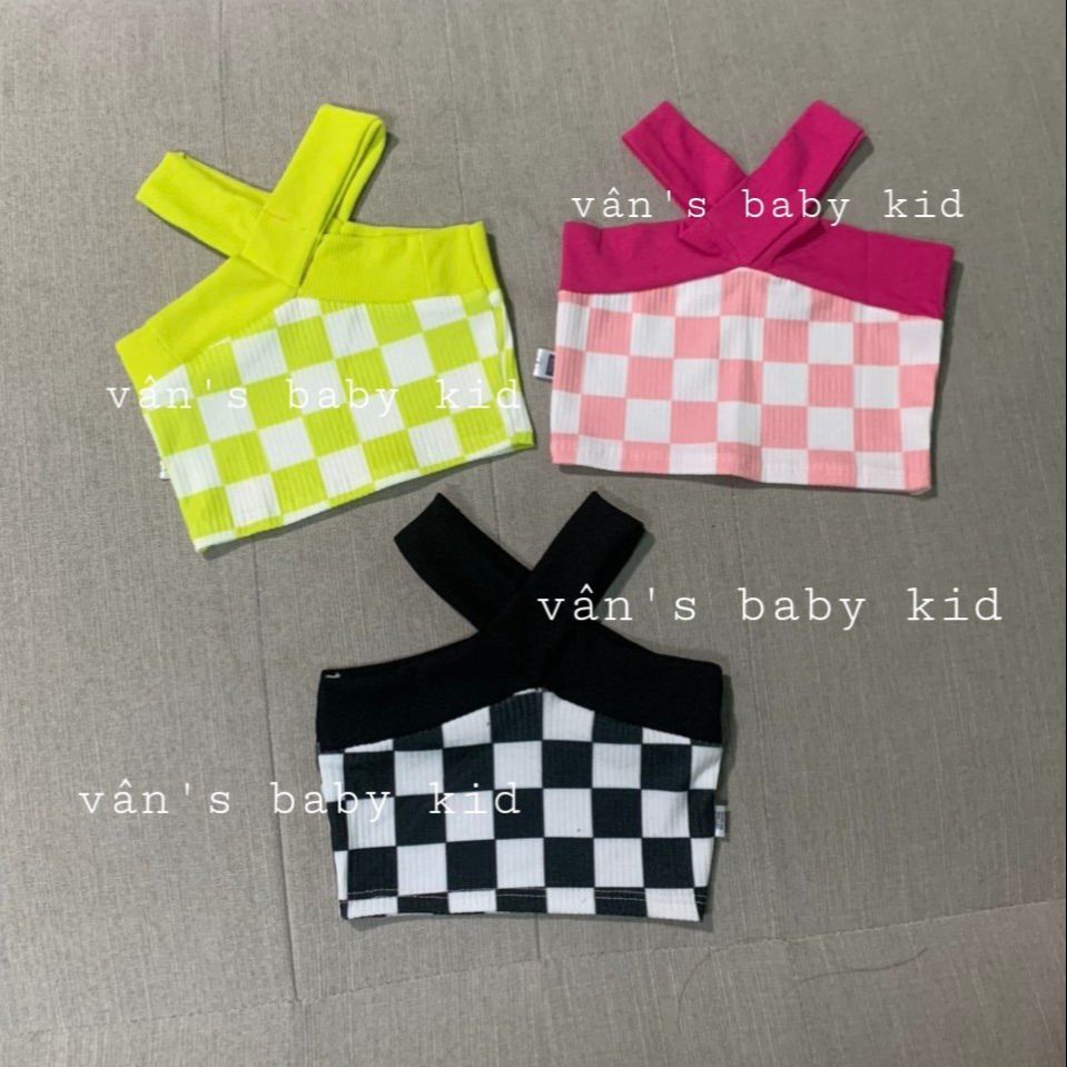 Áo croptop Caro cổ yếm cho bé gái