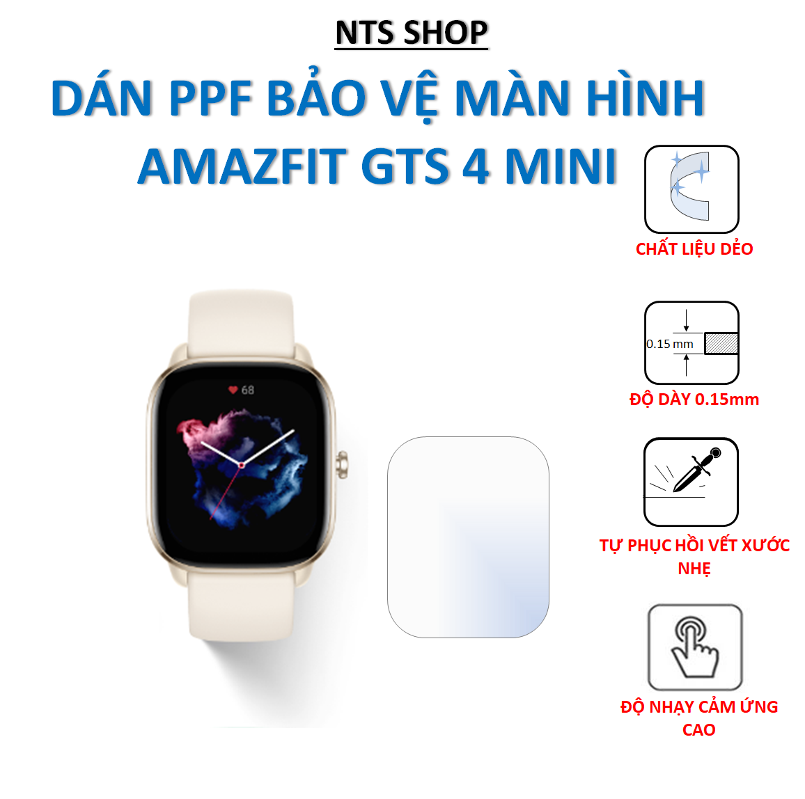 Dán PPF chống xước màn hình Amazfit GTS 4 mini