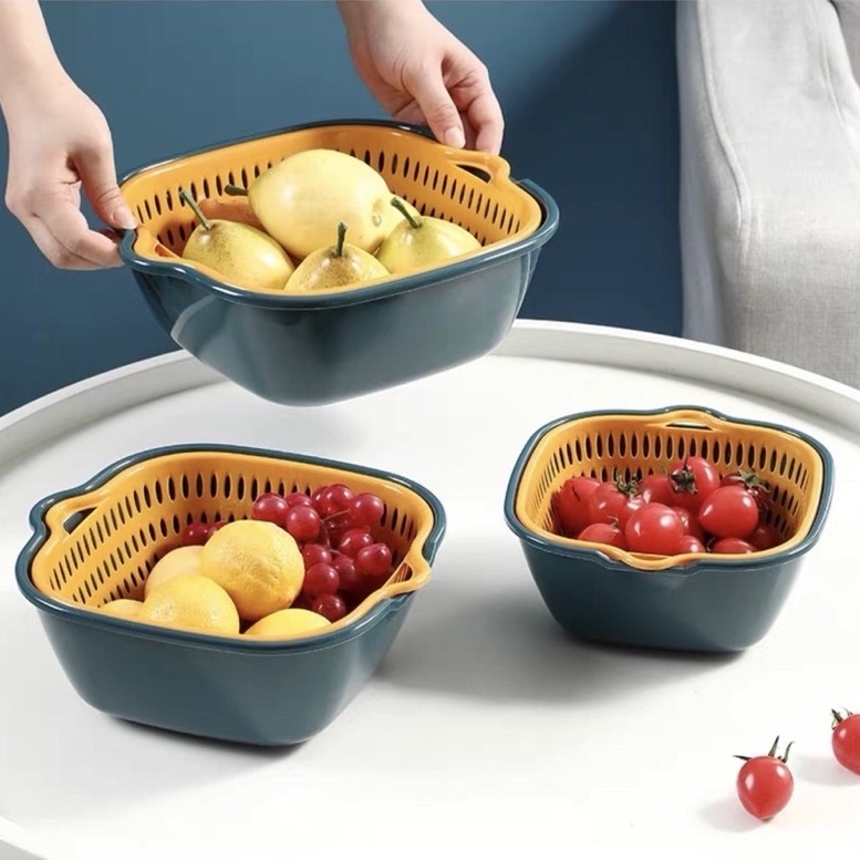 Bộ rổ kèm chậu 6 món chất liệu nhựa cao cấp, đựng đồ đa năng
