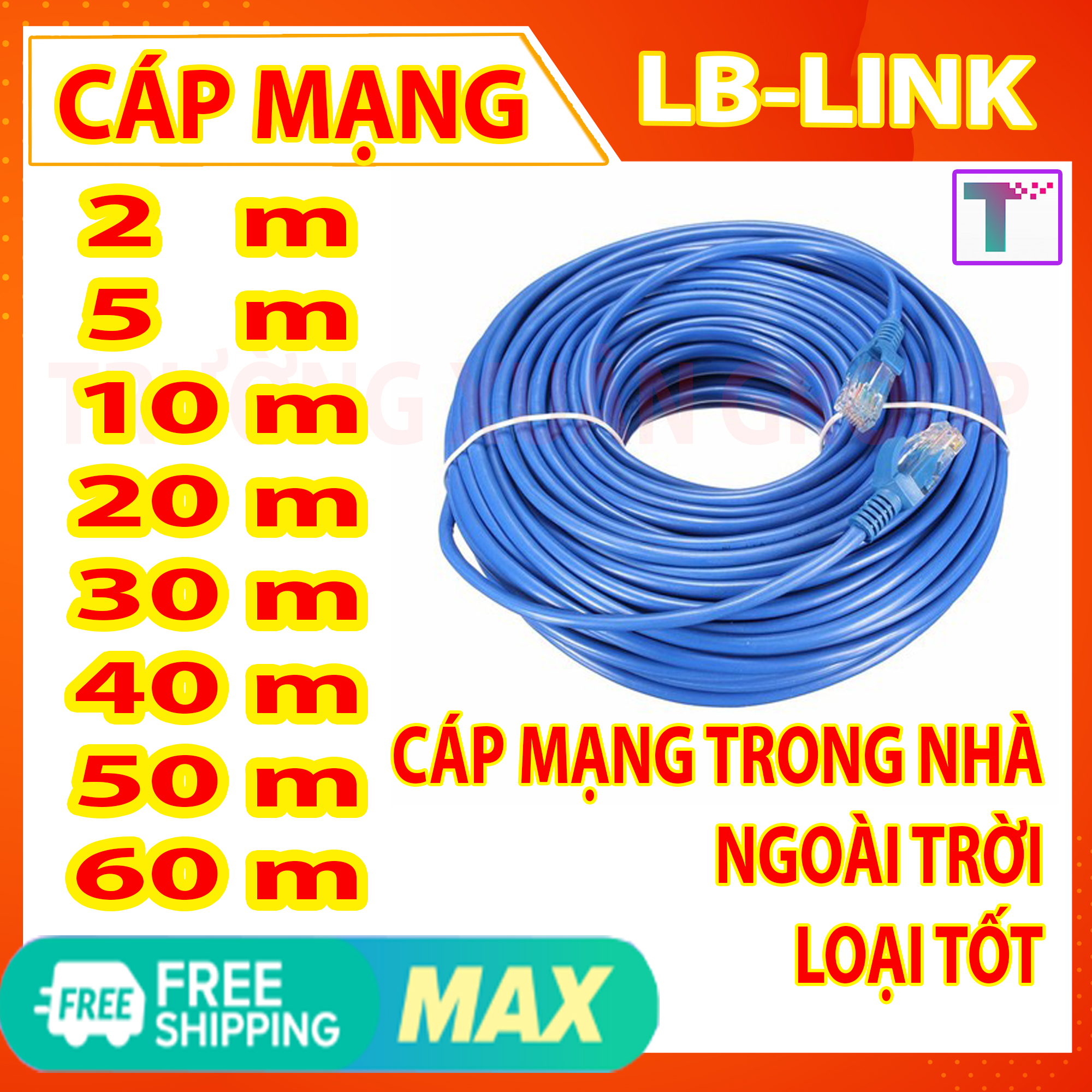 DÂY CÁP MẠNG LAN INTERNET CAT5E bấm sẵn 2 đầu 10m 20m 30m 40m 50m - CHÍNH HÃNG
