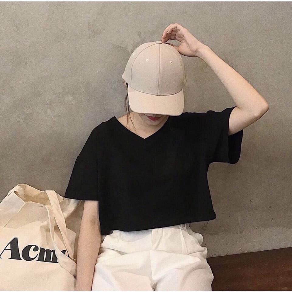 Áo Thun Croptop Thời Trang / Áo Thun Giấy Croptop Trơn Nhiều Màu / Áo Croptop Cổ Tim Cá Tính A2222B