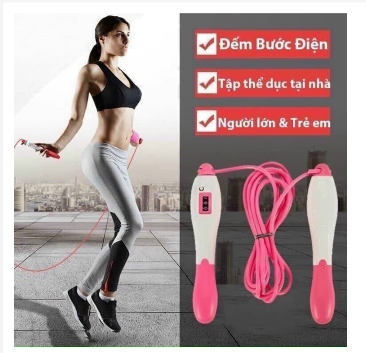 Dây nhảy thể dục bền nhẹ cao cấp - dây nhảy đếm số tự động, tập gym, tập cơ bụng cho vóc dáng đẹp,cơ thể khỏe mạnh