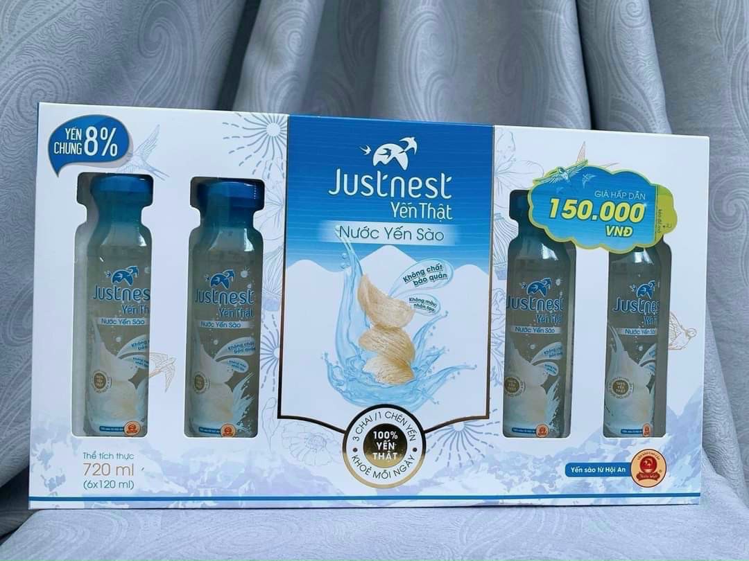 [HCM]?????? Hộp 6 CHAI NƯỚC YẾN THẬT JUSTNEST ?????? CÓ KÈM TÚI GIẤY  - Nước yến thiên nhiên Justnest [MUA 2 HỘP + TẶNG 2 lọ x 120ml cùng loại]