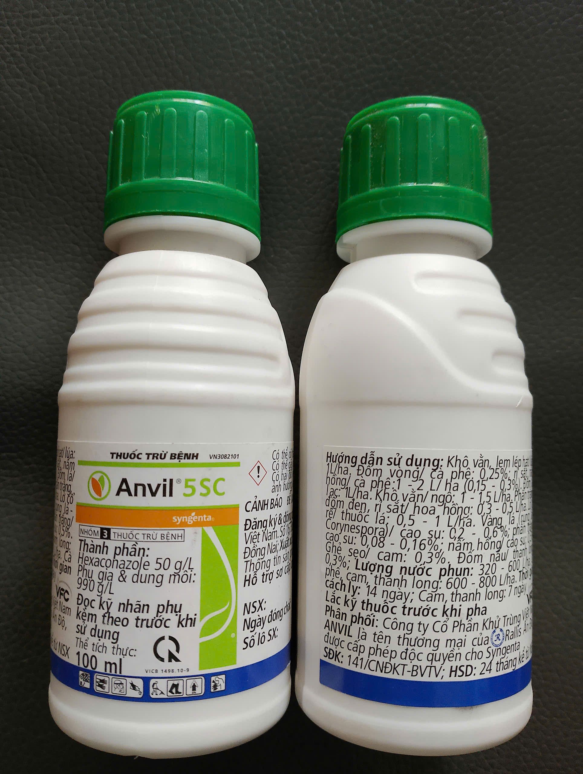 Anvil 5CS chai 100ml chuyên trừ bệnh nấm phấn trắng, đốm đen, rỉ sắt trên cây trồng.