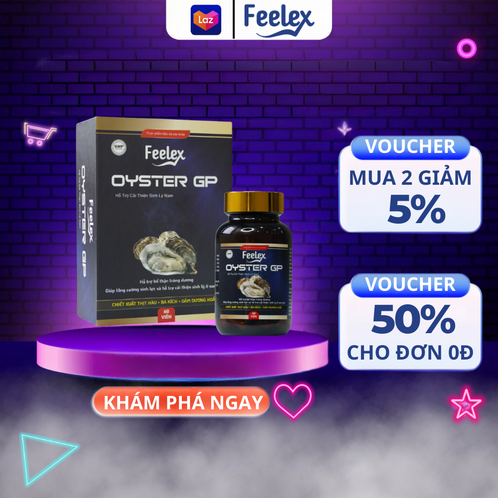 Viên uống hàu biển Feelex Oyster GP tăng cường sinh lý nam giới, cải thiện tinh trùng, chống xuất tinh sớm - Hộp 60 viên