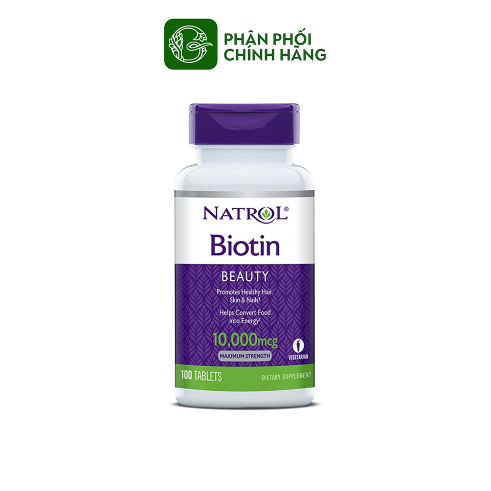 Viên uống khỏe tóc Natrol Biotin 10.000mcg Maximum Strength