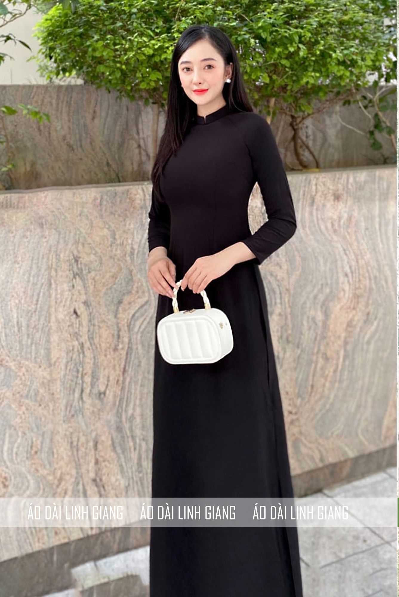 Áo dài đen_ lụa nhật_ linh giang