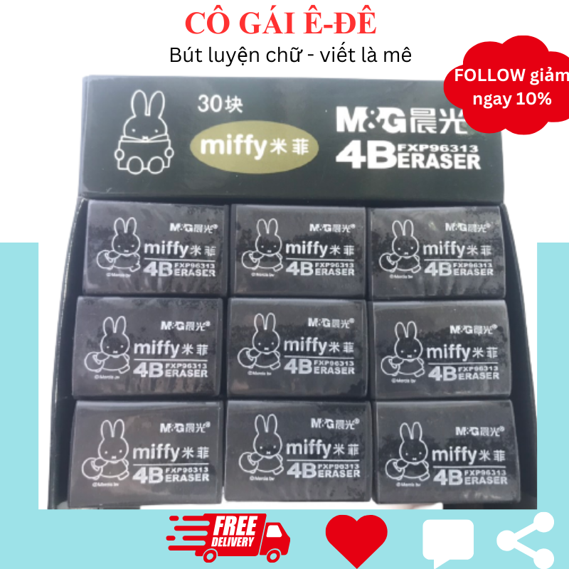 Gôm Mufy màu đen 4B, gôm tẩy xóa vết bút chì, gôm tẩy học sinh