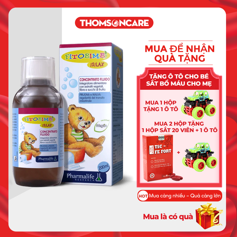 Isilax Bimbi Hỗ trợ giảm táo bón cho bé - của Fitobimbi - Nhập khẩu từ Ý, nhuận tràng cho trẻ từ 6 tháng tuổi, tiêu hóa tốt chai 200ml