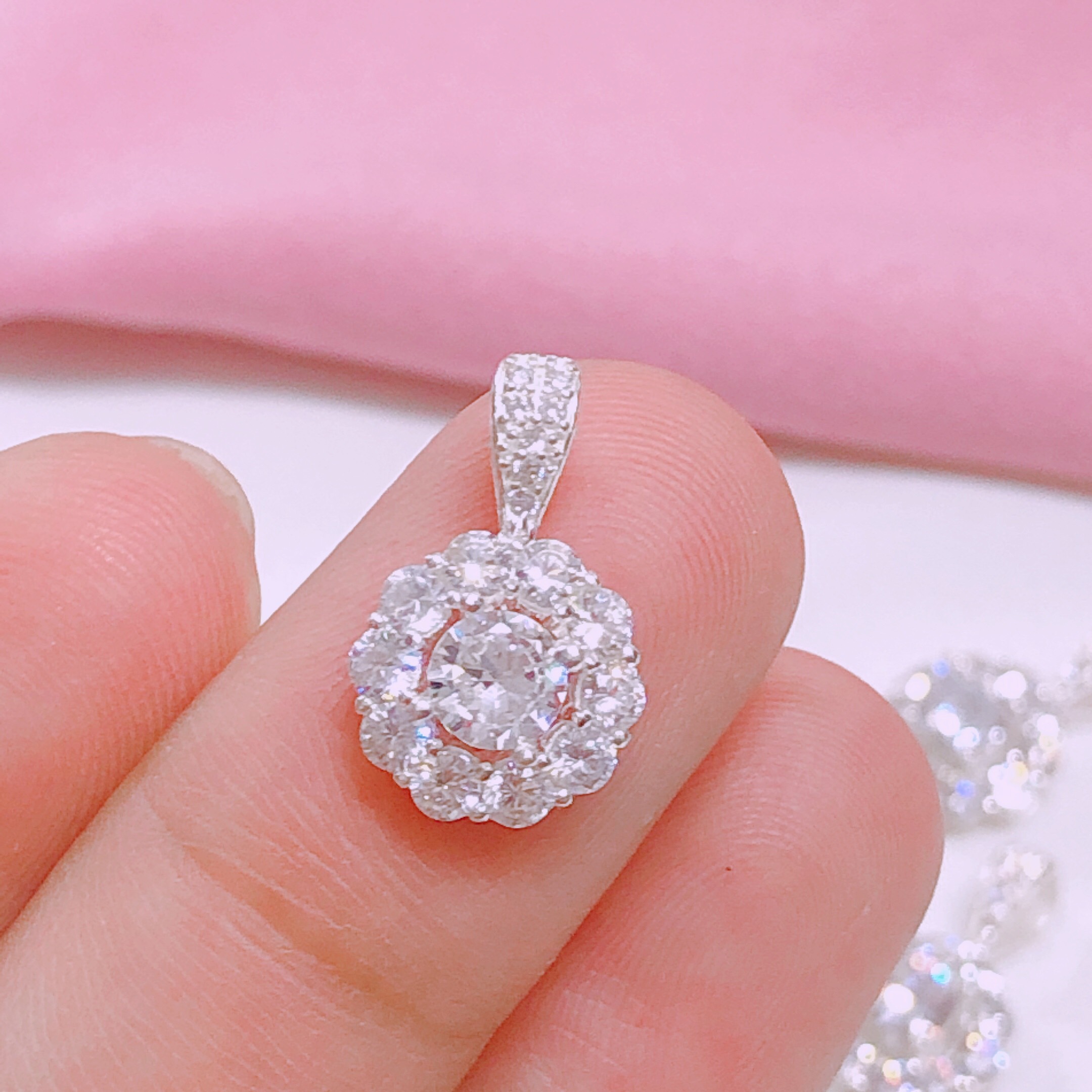 Mặt dây chuyền bạc đẹp hình hoa gắn đá nhỏ xinh - Shop bạc Bibi