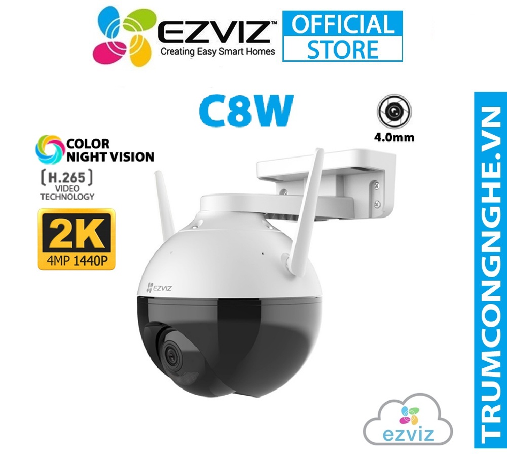 Camera ip wifi ngoài trời ezviz c8w 4mp 2k siêu nét, xoay 360°, đàm thoại 2 chiều