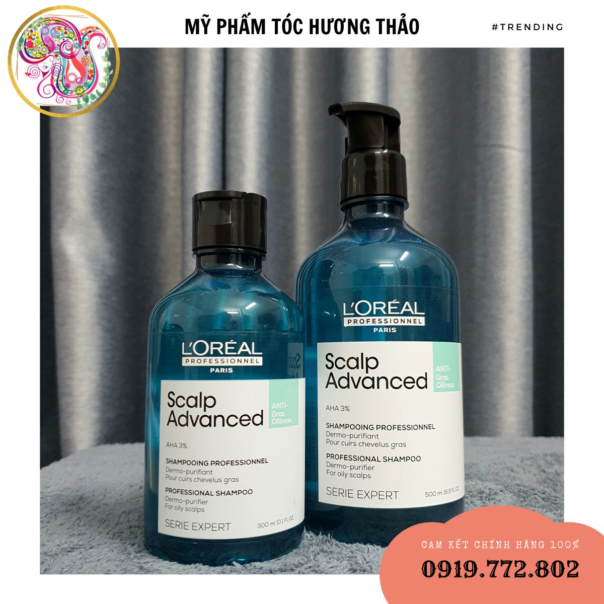 [NEW 2022] [AUTH] Dầu gội dành cho da đầu dư dầu, giảm tiết bã nhờn L'OREAL Professionnel Scalp Advanced Anti Gras Oiliness 300ml/500ml