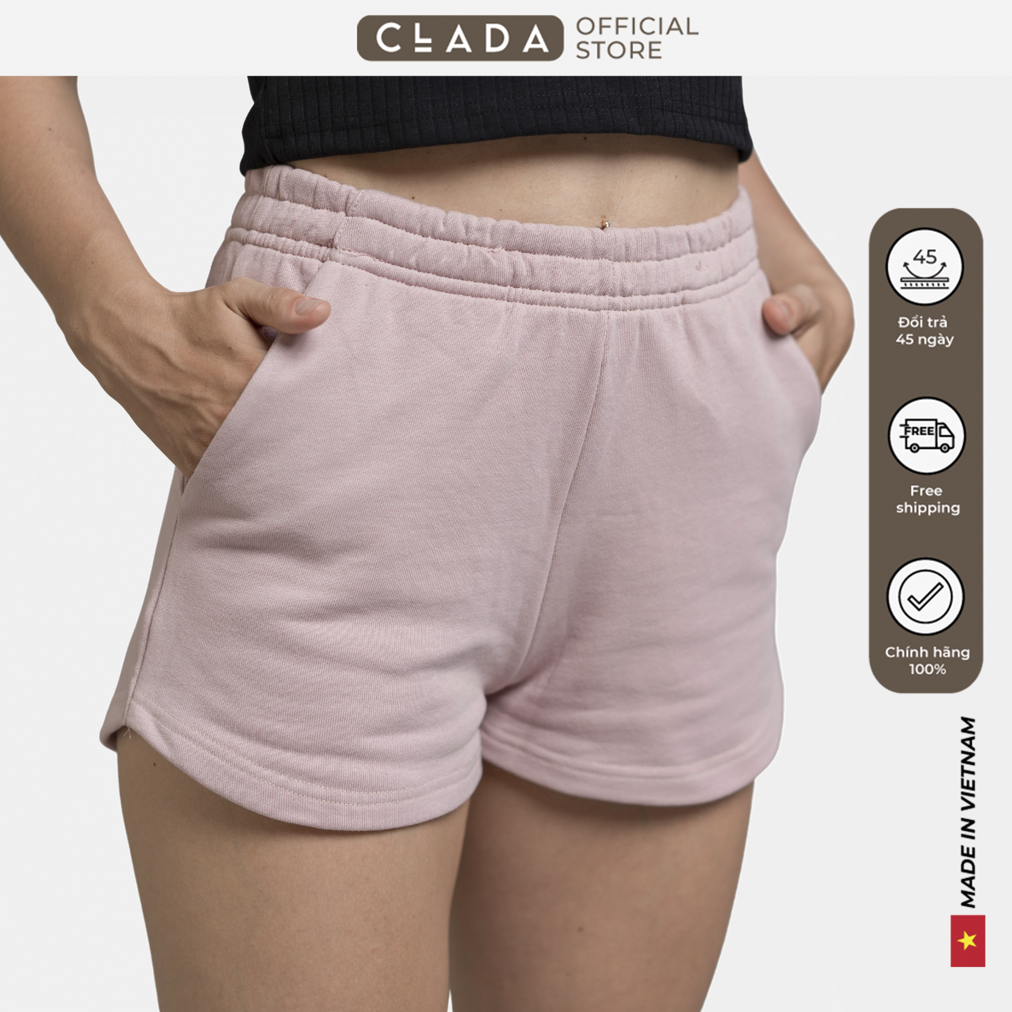 Quần short nữ thương hiệu CLADA - Hồng