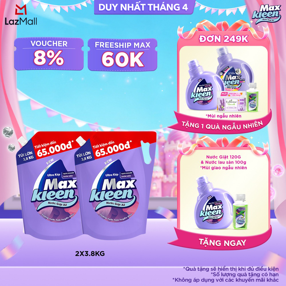 Combo 2 túi nước giặt Huyền Diệu/ Hoa Nắng/ Vườn Sớm Mai / Thiên Nhiên 3.8kg