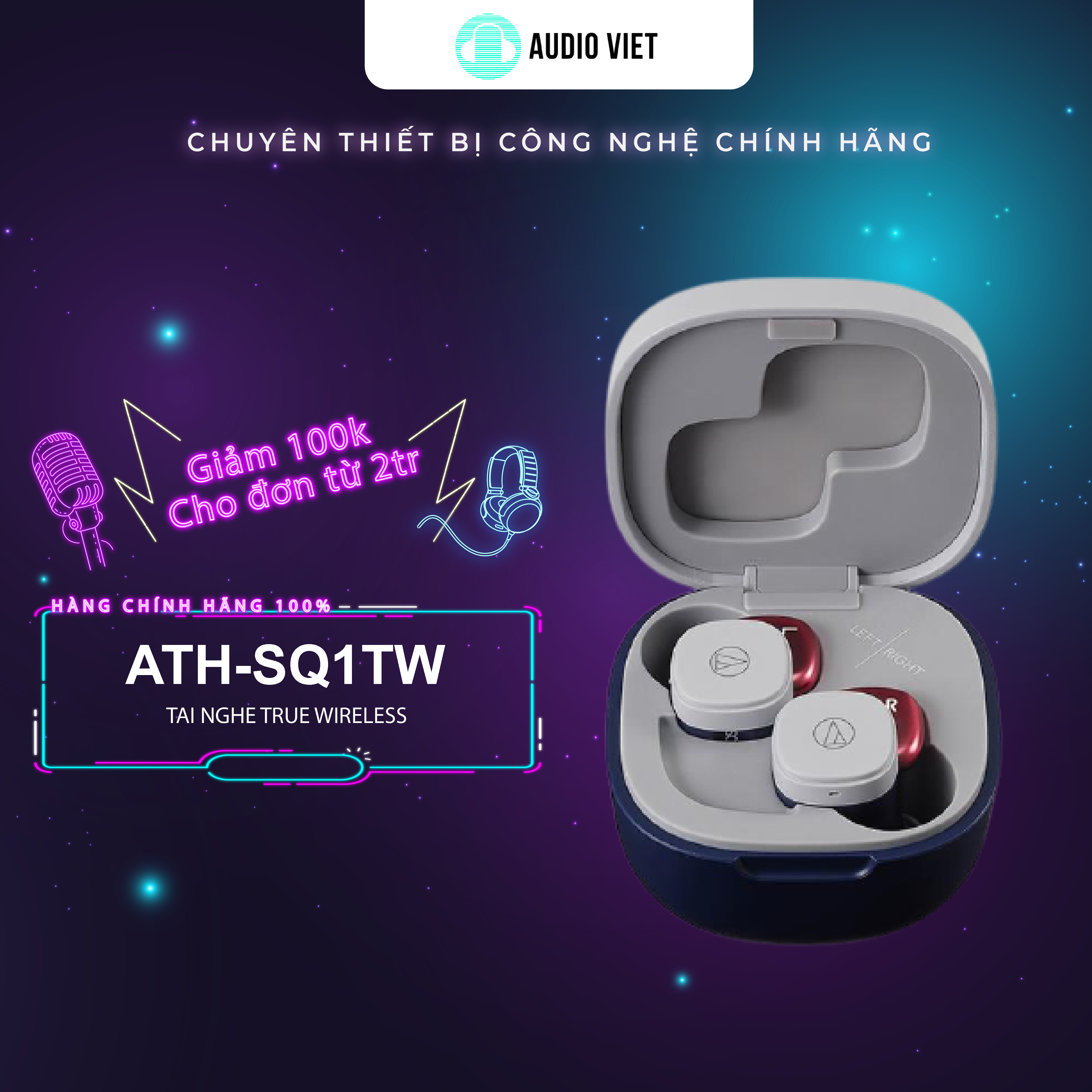 Tai nghe True-Wireless Earbuds Audio-Techncia ATH-SQ1TW