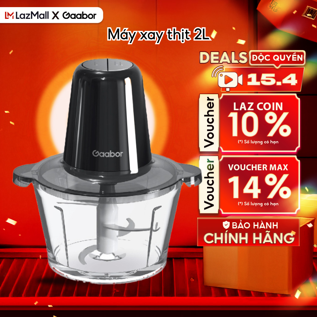 Máy xay thực phẩm đa năng MG15A2 màu đen 2L công suất 300W 2 tốc độ xay thịt cá rau củ quả, xay hạt cối thủy tinh - Bảo hành 12 tháng 1 đổi 1