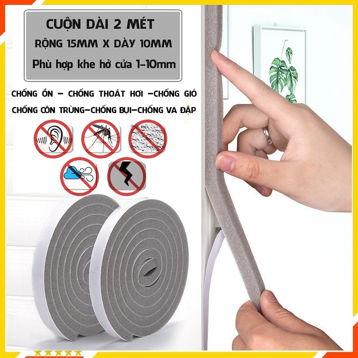 Combo 2 Cuộn, Ron Chặn Khe Cửa, Ron Cửa Chống Ồn, Ron Dán Chân Cửa, Thành Cửa, Ngăn Bụi Bẩn, Cách Âm, Giữ Nhiệt Điều Hoà