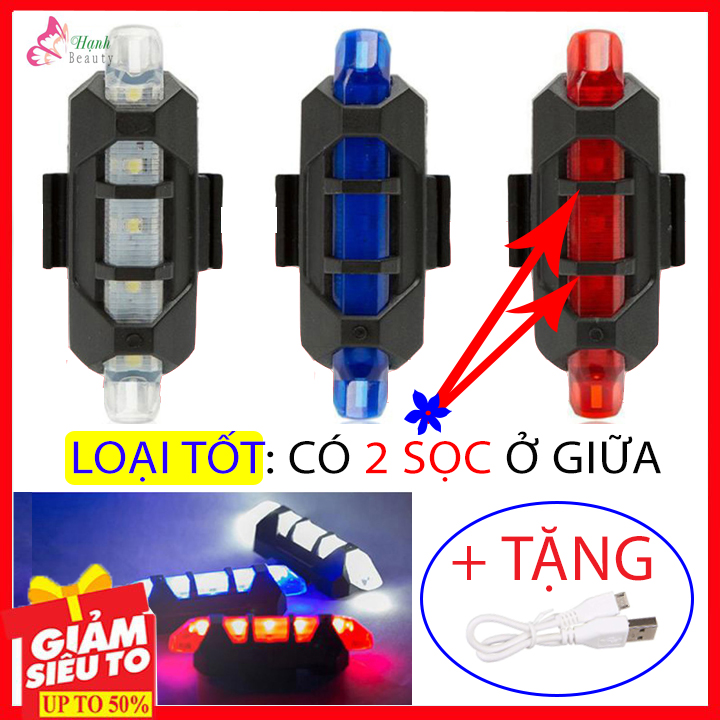 Đèn hậu xe đạp cảnh báo gắn phía sau gồm 5 bóng đèn led với 4 chế độ nháy, tặng kèm cap sạc usb, chống nước tốt giúp đạp xe an toàn ban đêm phù hợp xe đạp thể thao