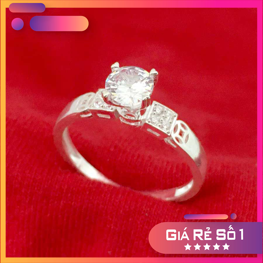 Nhẫn nữ bạc ổ cao gắn đá kim cương nhân tạo 100% chất liệu bạc 925 không xi mạ cao cấp, có thể chỉnh size tay theo yêu cầu - LMNU47
