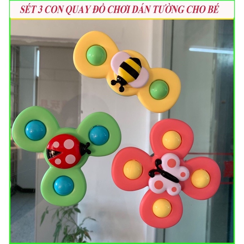 [Hàng loại 1]Đồ chơi set 3 con quay chong chóng nàu sắc tươi sáng hình côn trùng dễ thương cho bé - Hura Kidd