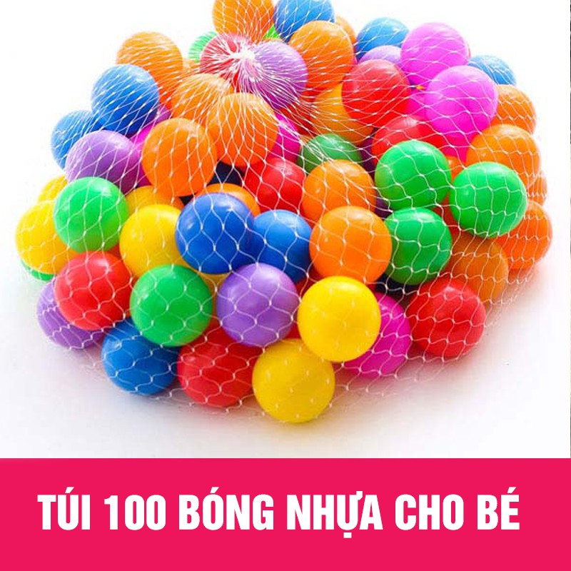 Túi 100 quả bóng nhựa an toàn cho bé vui chơi - Combo 100 trái banh nhiều màu