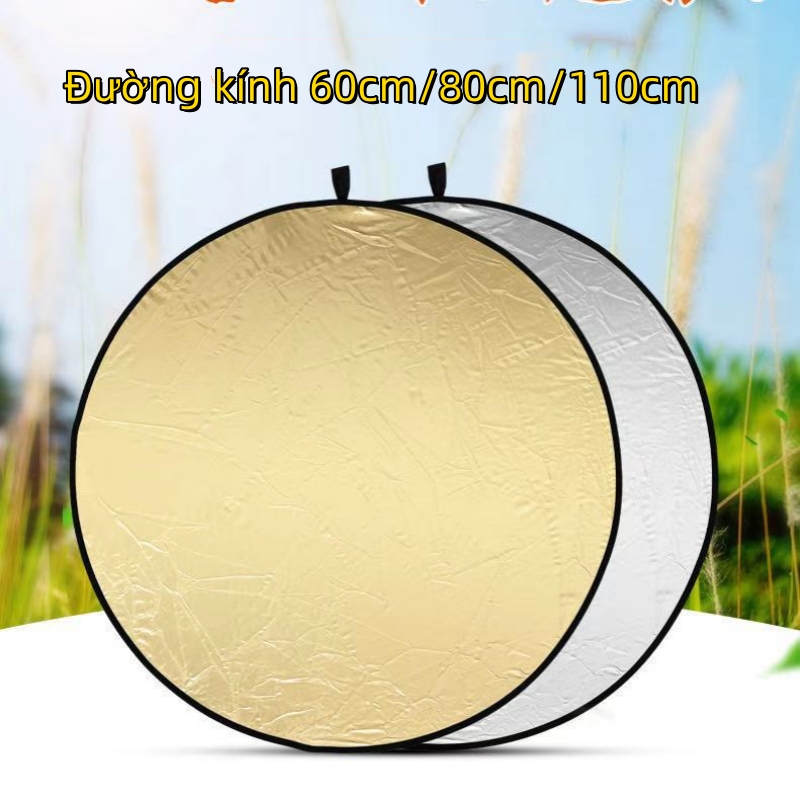 Tấm hắt sáng, tấm phản quang tròn 60cm/80cm/110cm 2 màu trong 1 vàng/bạc dùng tăng sáng cho chụp hình-NIEVE