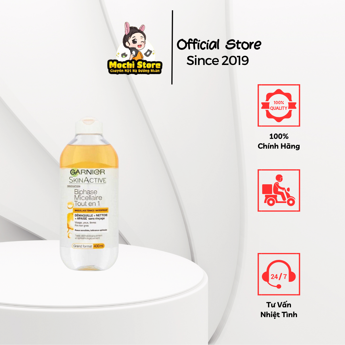 Nước tẩy trang garnier vàng dầu, tẩy trang sạch sâu, mềm mại, chai 400ml