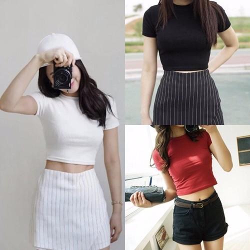 Áo croptop nữ ngắn tay dáng ôm siêu hot