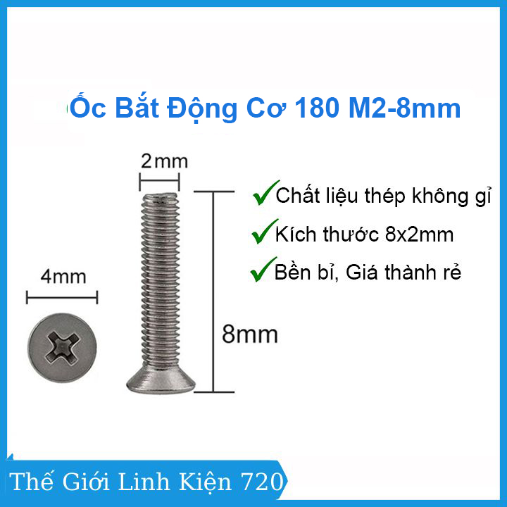Combo 10 ốc m2-8mm ốc bắt động cơ 180