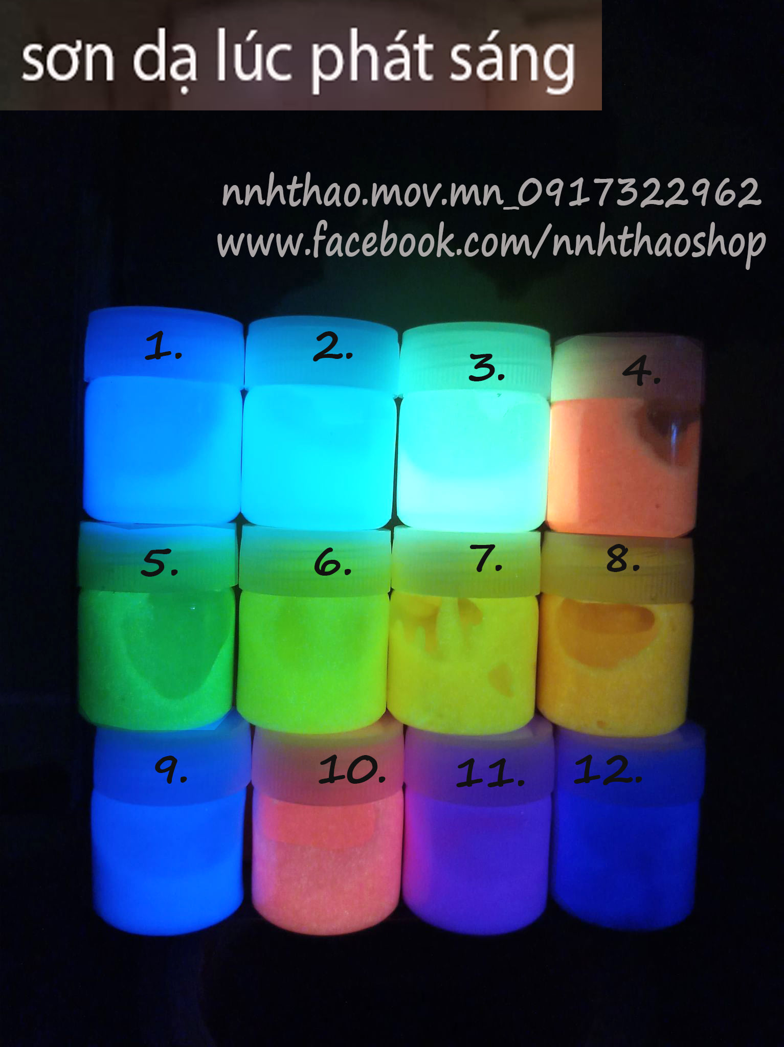 Sơn dạ quang / màu dạ quang hũ 20ml