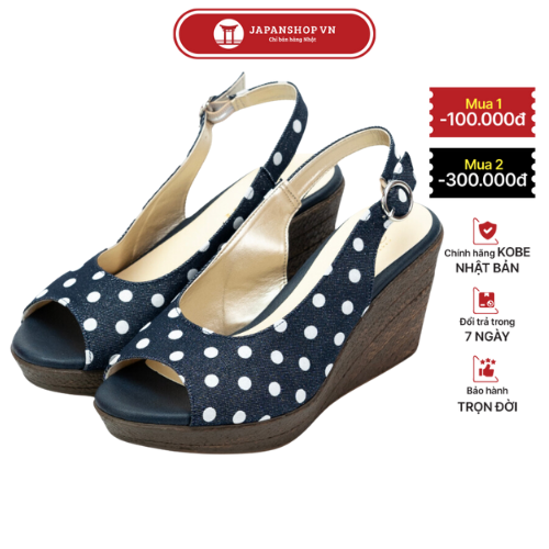 Sandal đế xuồng Slingback KOSU 24980 cao 8cm siêu nhẹ, chống thấm nước, trơn trượt chính hãng KOBE Nhật Bản