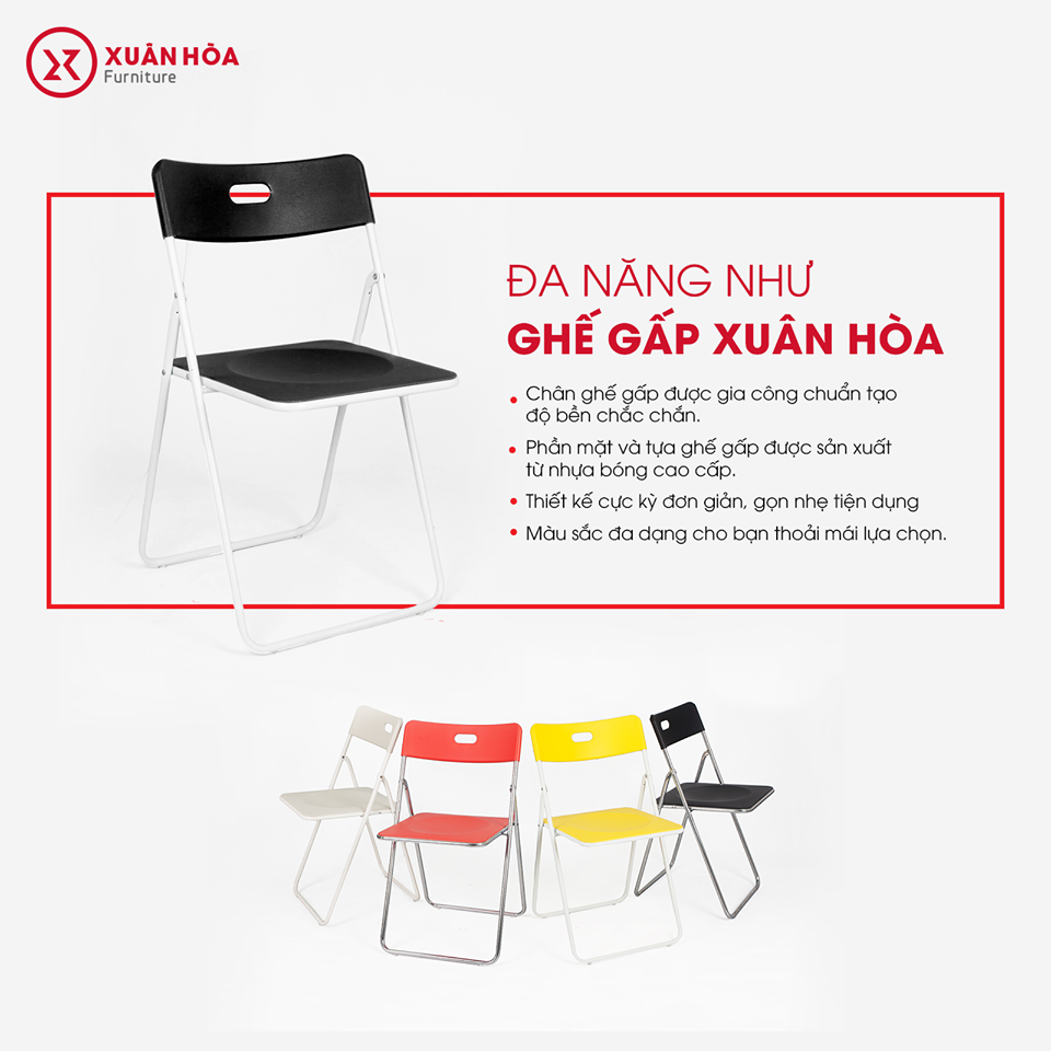 Ghế gấp khung thép sơn tĩnh điện Xuân Hòa GS-22-00