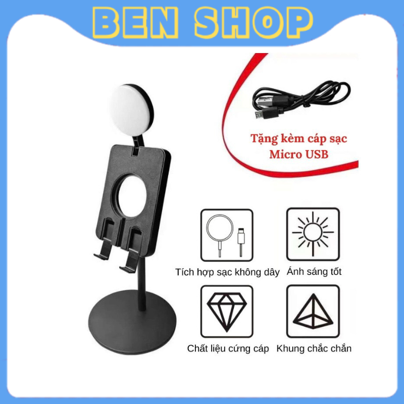 Đèn livestream để bàn rt095 hỗ trợ chụp ảnh make up trang điểm nhiều chế độ sáng